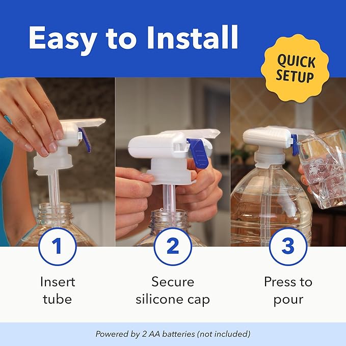 Magic Tap Automatic Drink Dispenser for Fridge, White (3 Pack), No Spill Milk Dispenser for Fridge, Automatic Milk Dispenser Pump for Gallon Jugs, Water & Juice, Fits Most Bottles, Batteries Required