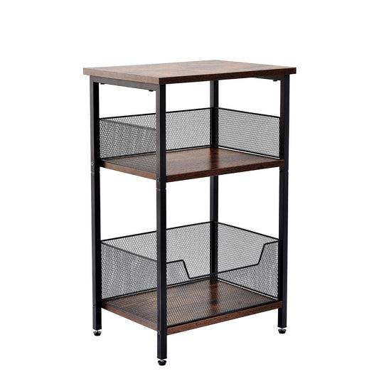 Dunatou End Table, Small Side Table Industrial Retro 3-Tier Sofa Table with Storage Shelf for Small Spaces, Living Room, Bedroom, Kitchen, Office