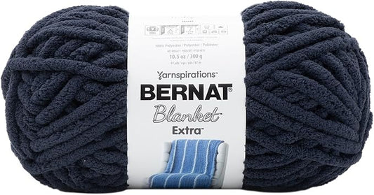 Bernat Blanket Extra Indigo Yarn - 2 Pack of 10.5oz/300g - Polyester - 7 Jumbo - 97 Yards - Knitting/Crochet