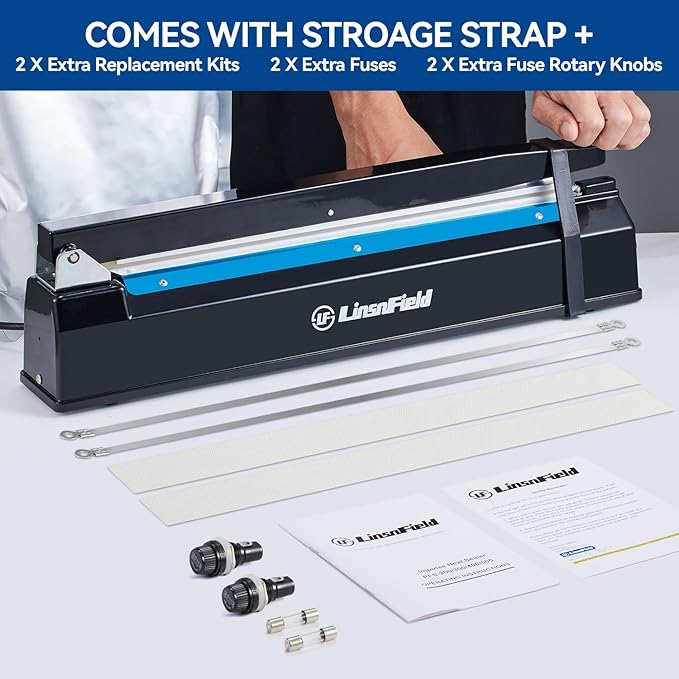 Sealer Pro, Patented 8-inch Impulse Heat Sealer, 2-mm Sealing Width Super Heavy Duty Bag Sealing Machine with Extra 2 Replacements, 1Fuse Included, White