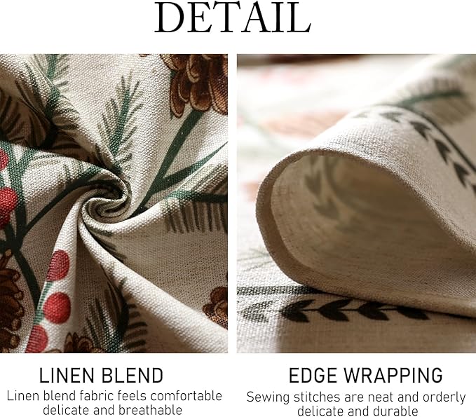 ISAENNE Designer Christmas Beige Linen Rectangular Tablecloth,Pinecones Pattern Indoor Tablecloths,Washable Decor Table Cloth for Dining Thanksgiving Kitchen Christmas,55"*87"-Carol B