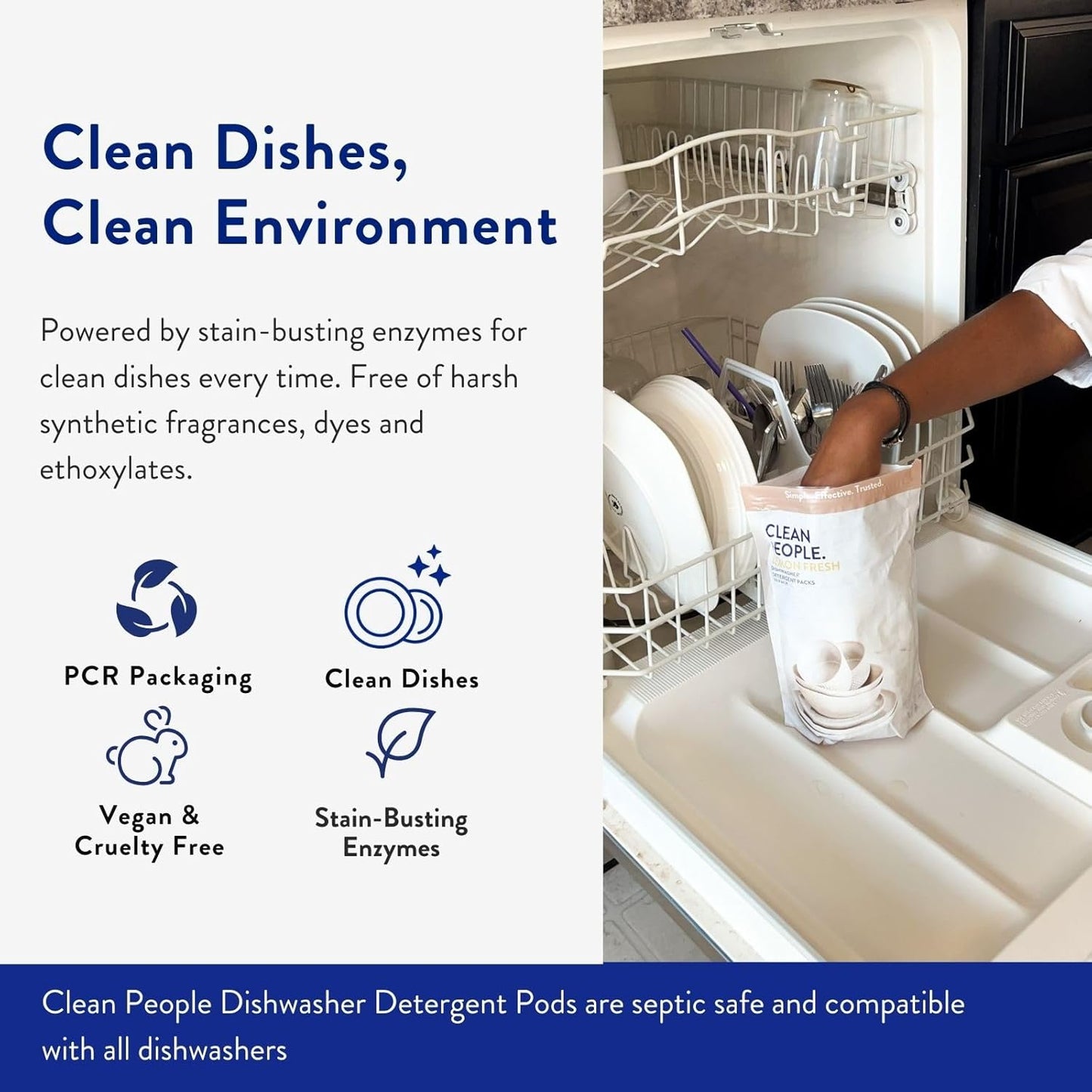 The Clean People Dishwasher Detergent Pods | Cuts Grease and Rinses Sparkling Clean | Residue-Free | Peppermint, 120 Pack