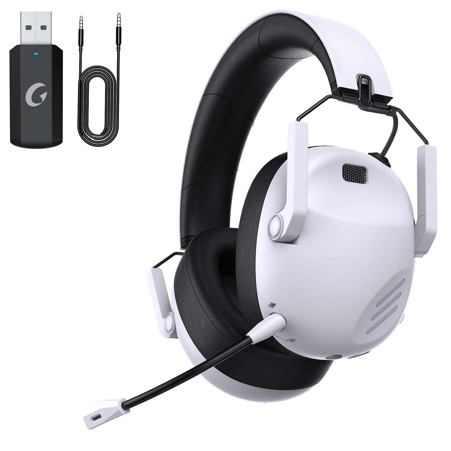 Wireless Gaming Headset for PS5, PS4, PC, NES, Bluetooth 5.3 Gaming Headsets Wireless with Noise Canceling Microphone, Gamer Headphones for Nintendo Switch, 50H Battery - Black