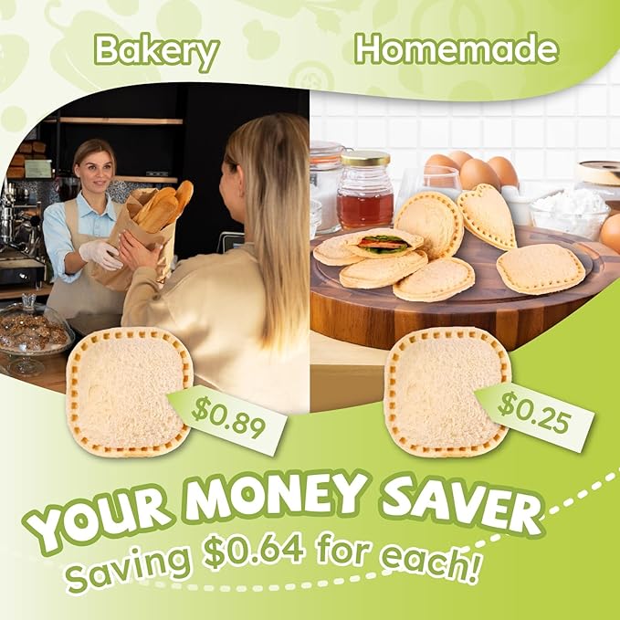LEPCY Uncrustables Sandwich Maker Sealer Cutter, Crustless Sandwich Cutter, PB&J Uncrustable Maker - Color Orange, Square Shape