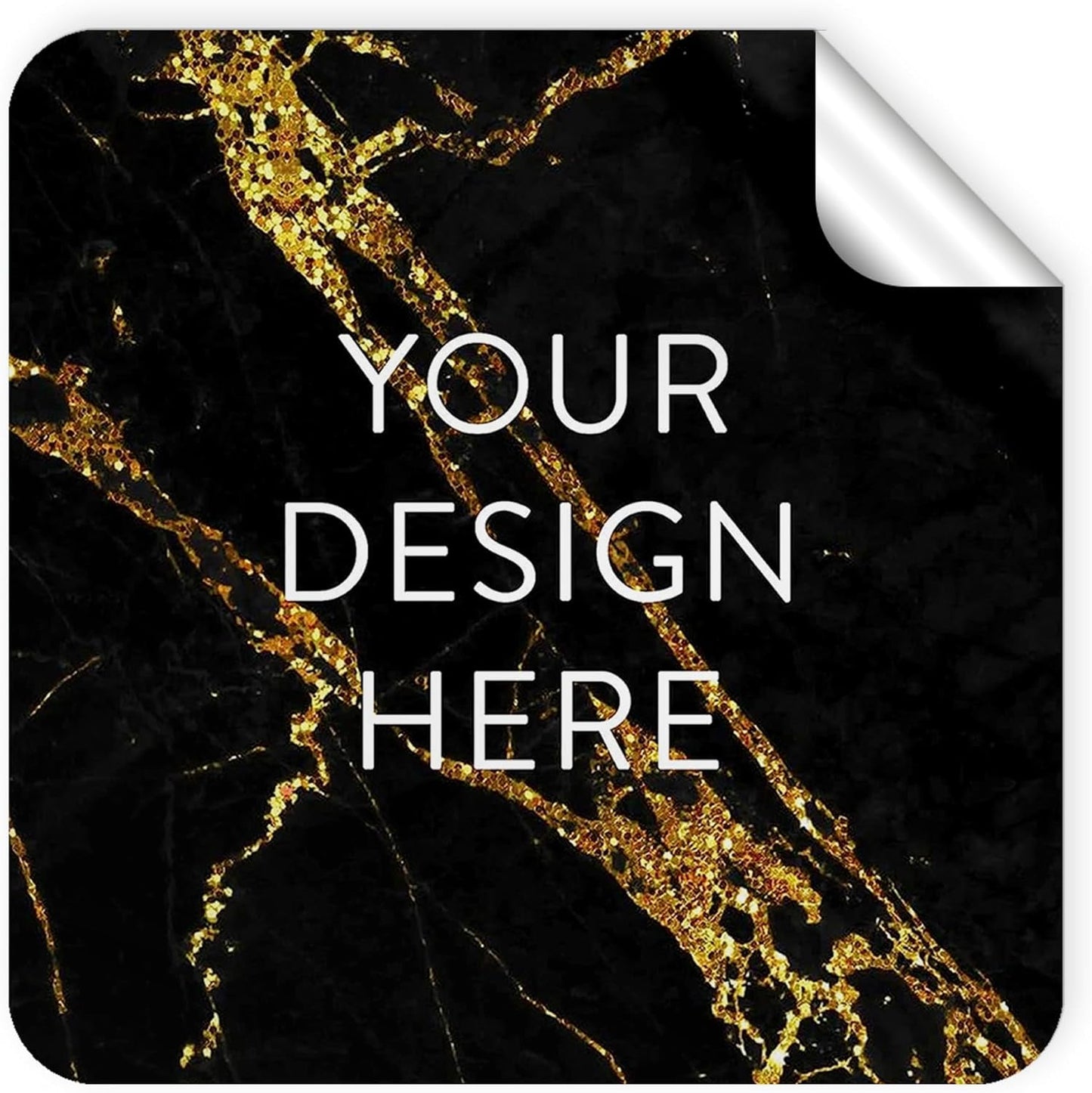 100 Custom Vinyl Stickers - Upload Your own Image, Text, Design, Logo - Personalized Logo Labels for Handmade, Packaging, Bottle, Jars, Candle, Brand Stickers (Black Gold Marble, 4x4 Square)