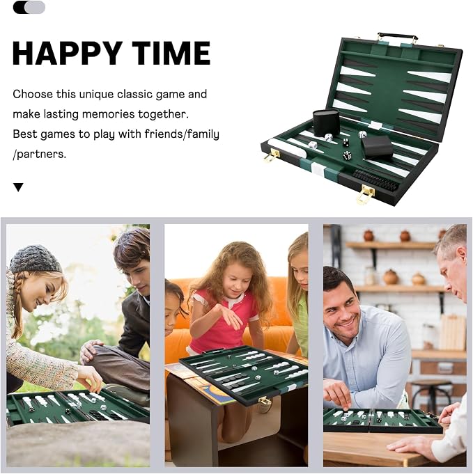 Backgammon Set - Classic Board Game with Premium PU Leather Case - Portable Travel Strategy Backgammon Game Set for Adults, Kids Family Game Night, Vacation & Gifts (11inch Small, Black)