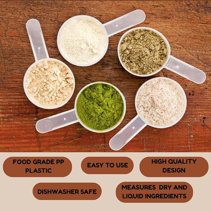 Plastic Measuring Scoop, 1.5 Tablespoon (23 cc | 23 mL) Long Handle Spoons for Powders, Granules, Coffee, Pet Food, Baking Supplies, Protein and Other Dry Goods, BPA Free (Set of 100)