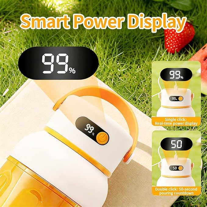 Portable Electric Juicer Cup with Zero Cord Hassle, 800-1200ML Personal Rechargeable Blender Portable for Shakes and Smoothies, with 36 Stainless Steel Blades, Straw and Two Lids (1000ML/35.27OZ)