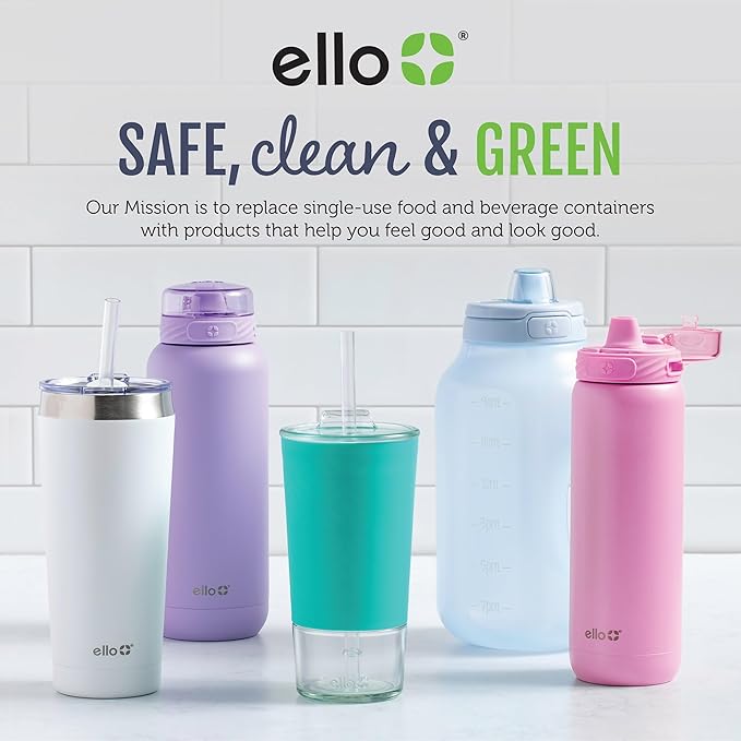 Ello Pop & Fill 22oz Stainless Steel Water Bottle with Quick Fill Technology, Double Walled and Vacuum Insulated Metal, Leak Proof Locking Lid, Sip and Chug, Reusable, BPA Free, Pastel Paradise
