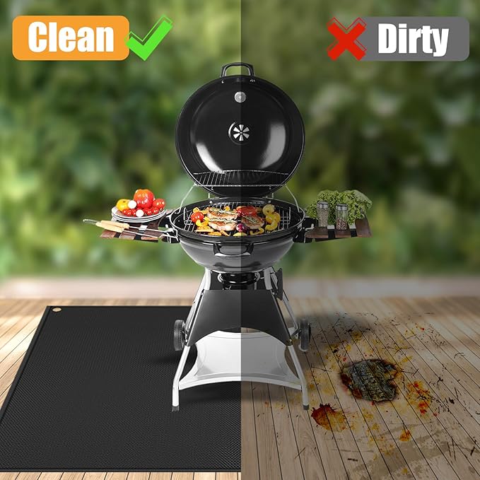 TOHONFOO 90 x 48 in Extra Large Grill Mat for Outdoor Grill - Grilling Mats for Outdoor Grill to Protect The Deck, Patio, Pavers - Easy to Clean BBQ Mats - 1mm