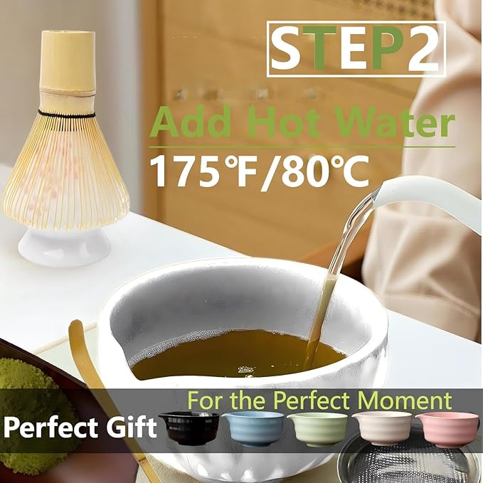Matcha Whisk Holder Matcha Chasen Whisk Stand Ceramic Holder fit for Traditional Japanese Tea Ceremony Starter Matcha Tools Matcha Bowl (Cyan Matcha Bowl)