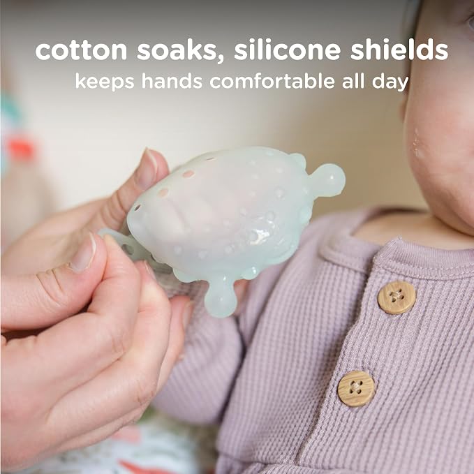 Olababy Clear Sense Silicone Mouthing Mitten (2PK) – Perfect for mouthing and Teething Babies, Adjustable Strap, BPA and Plastic-Free, 0-6 Months, Baby Essentials & Shower Gift (Coral)