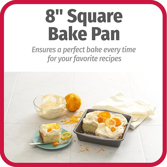 GoodCook Everyday Nonstick Steel Square Pan, 8", Gray