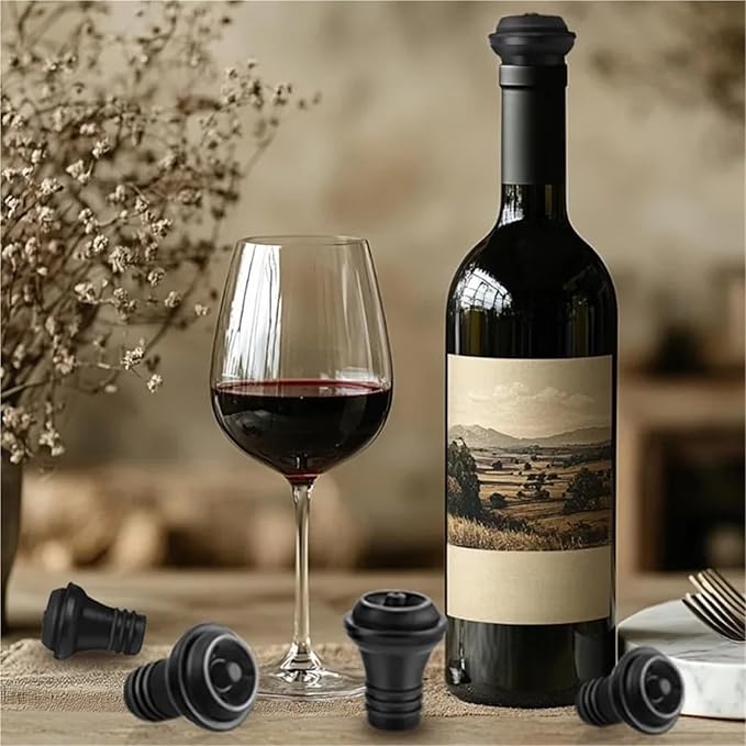 Wine Stopper 30pcs Black Wine Stoppers - Vacuum Reusable Leak-Proof for Most Pumps