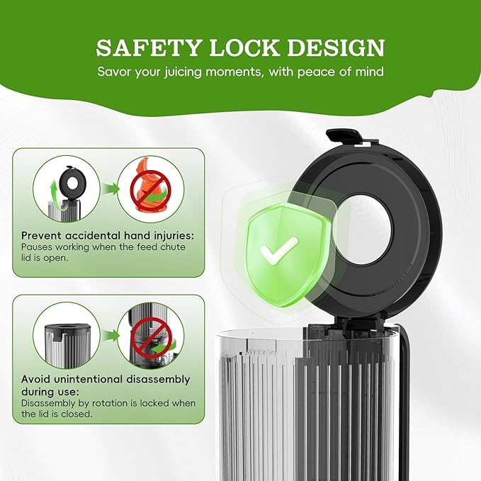 Cold Press Juicer, Wide Feed Chute Juicer Machines, Stainless Steel Slow Masticating Juicers Easy to Clean, Vegetables & Fruits Juice Extractor, High Juice Yield, Platinum Color Knob