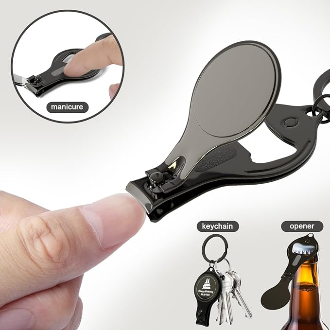 30pcs Personalized 4 in 1 Multi Function Bottle Opener, Nail Clipper, Wedding Favors Brewery, Private Customized, Black, Multitool Gifts for Men