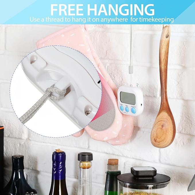 Weewooday 2 Pcs Digital Kitchen Timer Magnetic Timer Bulk On/Off Switch Minute Second Count up Countdown Loud Alarm for Exercise Cook Baking (White)