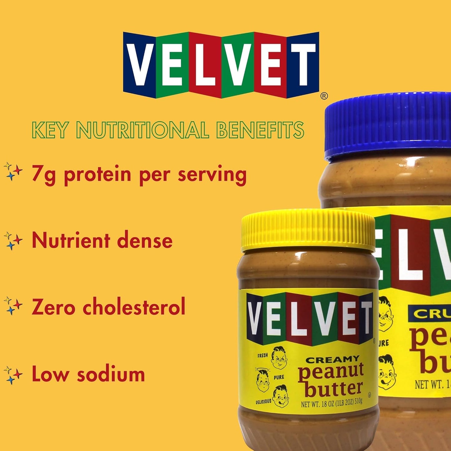 Velvet Peanut Butter, Creamy – Detroit’s Classic Since 1937, with “Fresh, Pure, Delicious” Label, Made in the USA, Gluten-Free, Packed with Roasted Peanut Chunks, Perfect for Sandwiches, Baking & Snacking (12 Jars, 18oz Each)