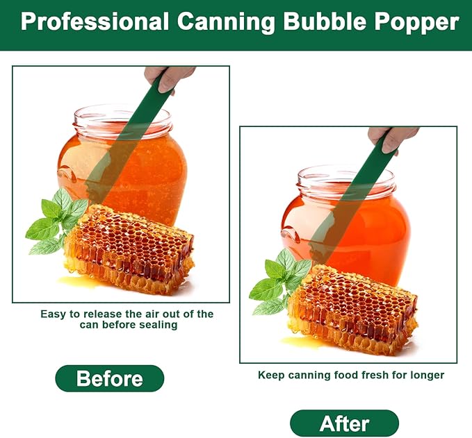 Catcan 4 PCS Canning Tools and Equipment Include 2 Pack Canning Magnetic Lid Lifter with 2 Pack Canning Bubble Popper Heat Resistant Home Easy Canning Kits (Green)