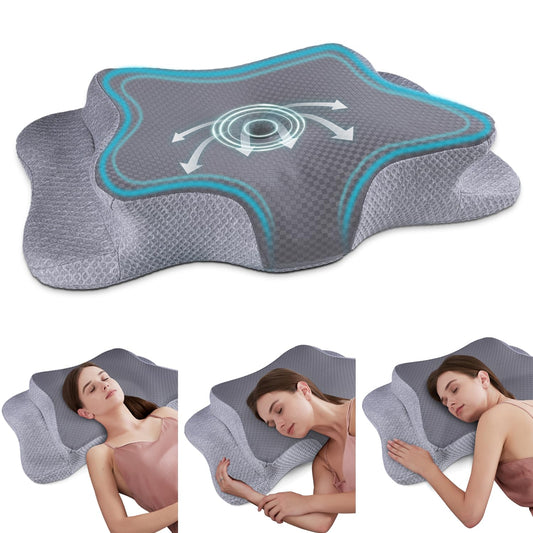 CHxxy Cervical Neck Pillow for Pain Relief Sleeping, Contour Memory Foam Pillows, Ergonomic Side Sleeper Pillows for Adults, Cooling Orthopedic Neck Support Pillow for Back Stomach Sleepers