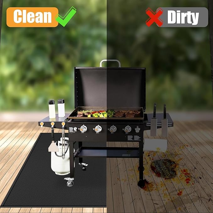 65 ×40 inches Under Grill Mats for Outdoor Grill/ Fireproof Fire Pit Mat for under Fire Pit Fireplace, BBQ Mat under BBQ Waterproof Oil-Proof Grill Floor Pad for Deck Patio Flat Top Smokers Gas Grills