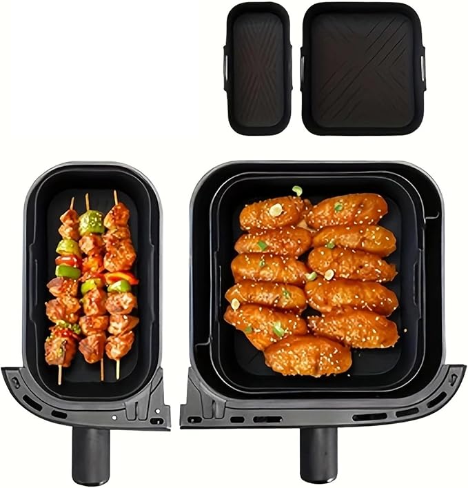 Compatible for Philips Dual Basket Air Fryer NA350 Series 6L/3L, Reusable Silicone Dual Airfryer Liner Air Fryer Accessories(Gray)