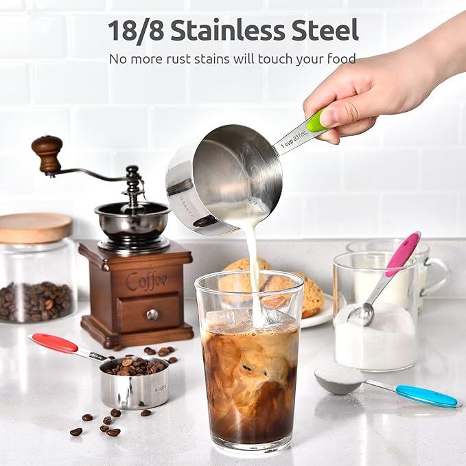 U-Taste 18/8 Stainless Steel Measuring Spoons Set for Dry and Liquid Ingredients(Set of 6), aU-Taste 18/8 Stainlessnd Upgraded Measuring Cups and Spoons Set of 10 with Reinforced Welded Handle (Color)