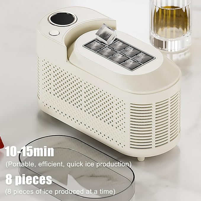mini Ice Maker Machine Counter Top for Home, Portable Small Clear Ice Cube Maker, ce Ready in 10 Mins, Low Noise & Energy Saving, Easy to Clean (White Standard)
