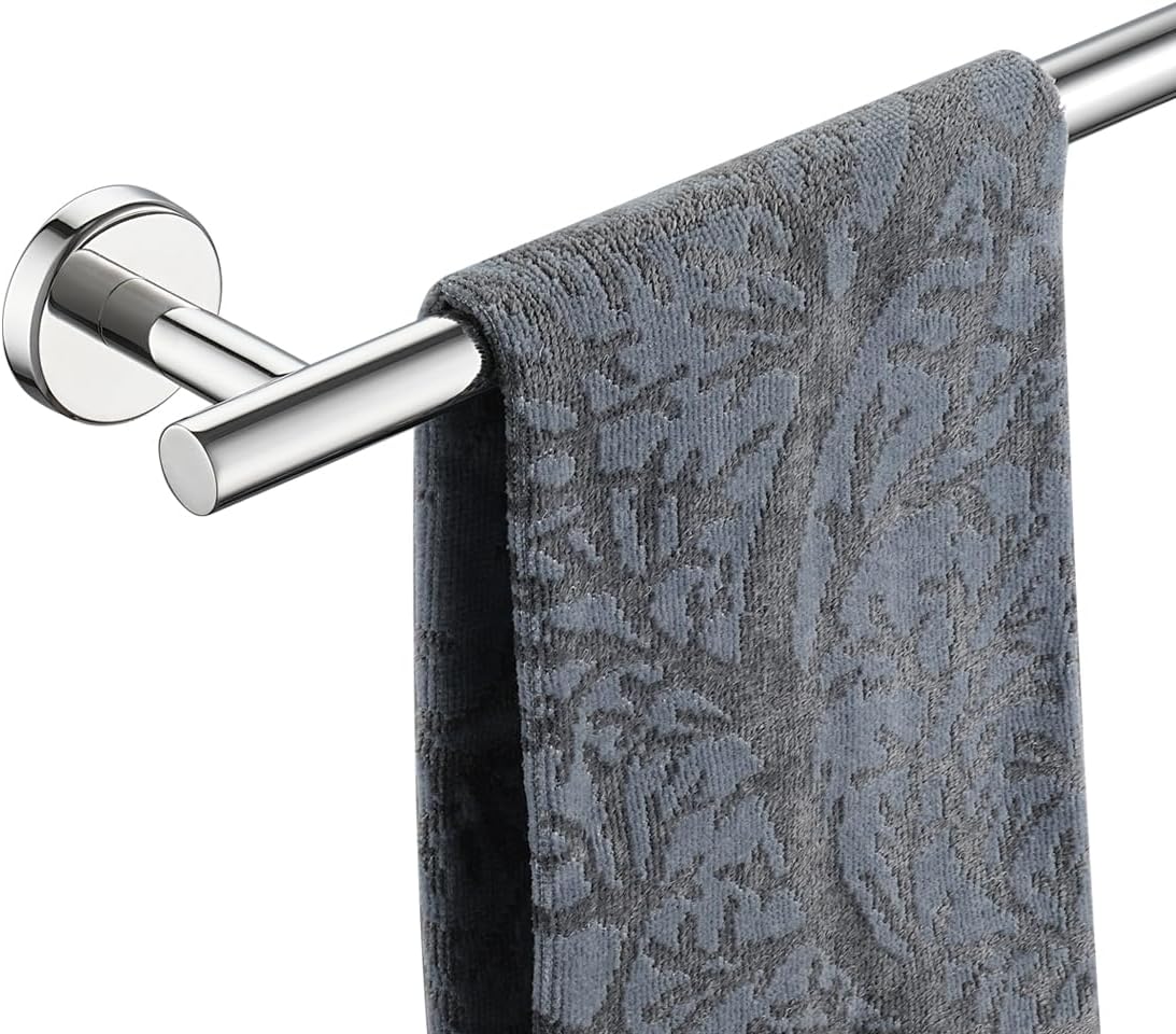 JQK Chrome Towel Bar, 15 Inch 304 Stainless Steel Thicken 0.8mm Towel Rack Bathroom, Towel Holder Polished Finished Wall Mount, Useable Length 12 Inch, TB110L12-CH