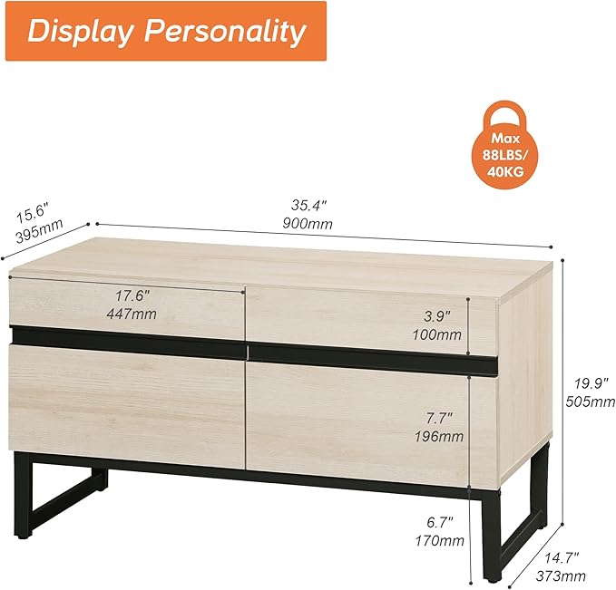 WAMPAT Modern TV Stand for TVs Up to 40 Inch, Entertainment Center Media Console with Storage Cabinet, TV Console for Living Room, Light Oak