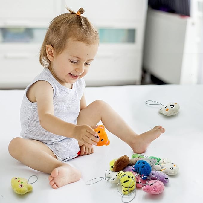 XIPEGPA 40 PCS Mini Animal Plush Toys Set Cute Small Animal Stuffed Toy Keychain for Party Favors Keychain Ornament for Goody Bag Easter Egg Stuffers Carnival Birthday Party Classroom Prizes