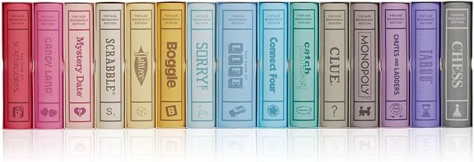 WS Game Company Collection of 15 Vintage Bookshelf Board Games Including Scrabble, Monopoly, Clue, Yahtzee, Chess, Boggle, Candy Land, Connect Four, & Sorry! - Classic Family Games for Kids & Adults