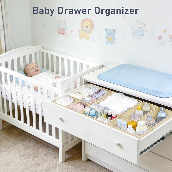 DIMJ Drawer Organizer Clothes Storage - 30 Pack Baby Dresser Organizer for Nursery, Foldable Closet Drawer Organizer Bins for Bedroom Organization, Fabric Storage Dividers for Socks, Underwears, Bras