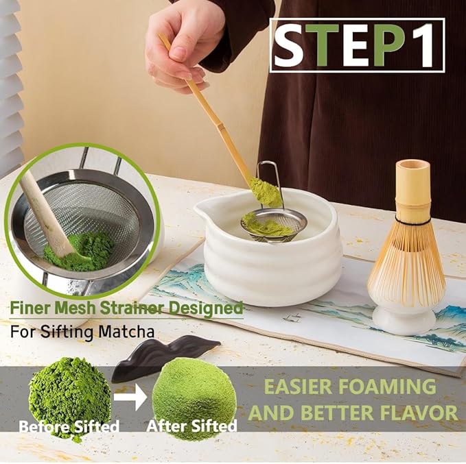 Matcha Whisk Holder Matcha Chasen Whisk Stand Ceramic Holder fit for Traditional Japanese Tea Ceremony Starter (Matte Green)