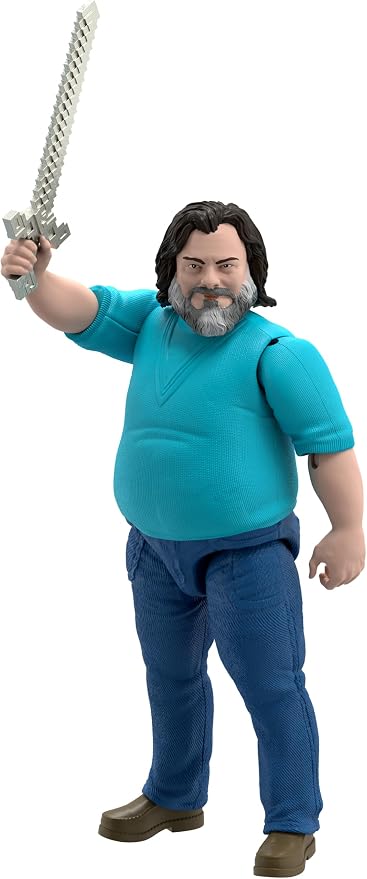 Mattel Minecraft Large-Scale Action Figure, 12-inch Posable Steve Toy Collectible Inspired by A Minecraft Movie