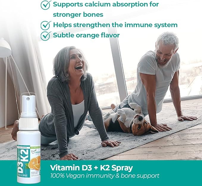 Vegan Life Nutrition Vitamin D3 and K2 Oral Spray Supplement, 0.65 Ounce