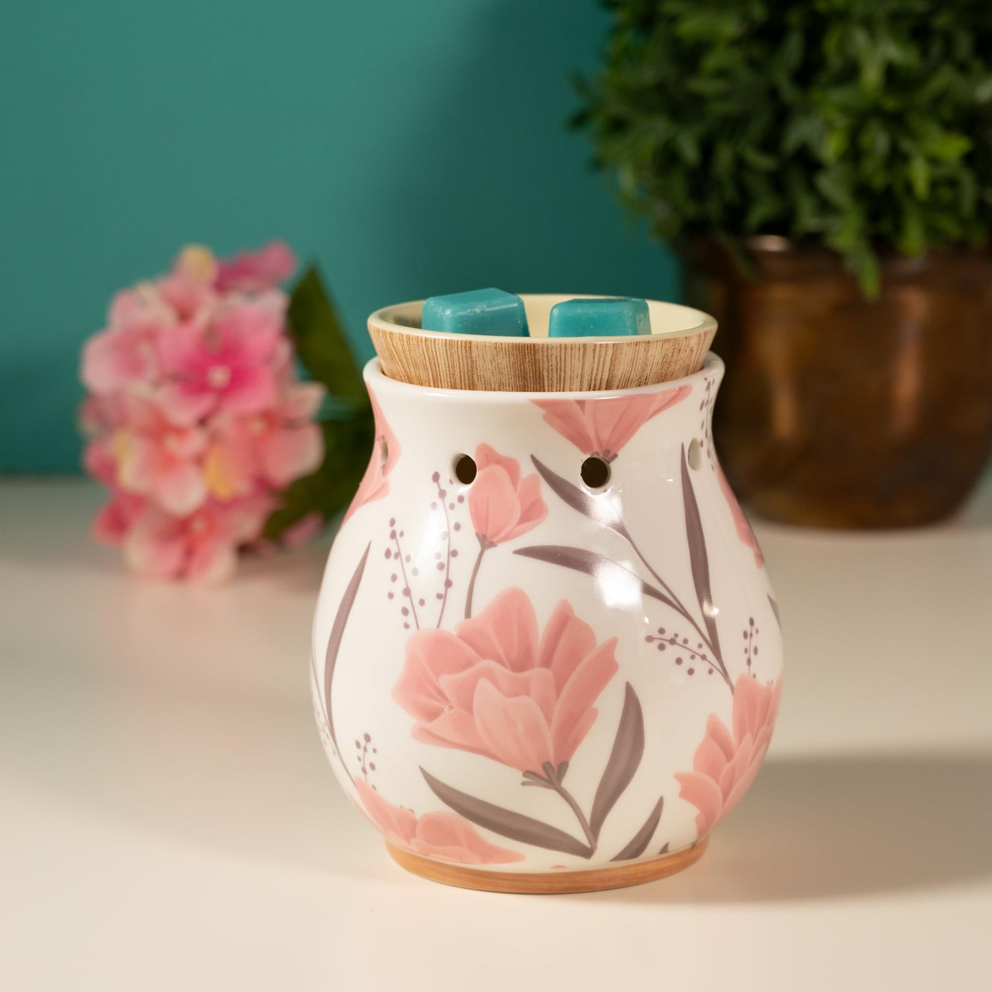 Scentsationals Wax Melt Warmer, Wax Warmer for Scented Wax Melts - Spring Collection Shea Warmer - Candle Wax Melter for Fragrance Cubes and Tarts