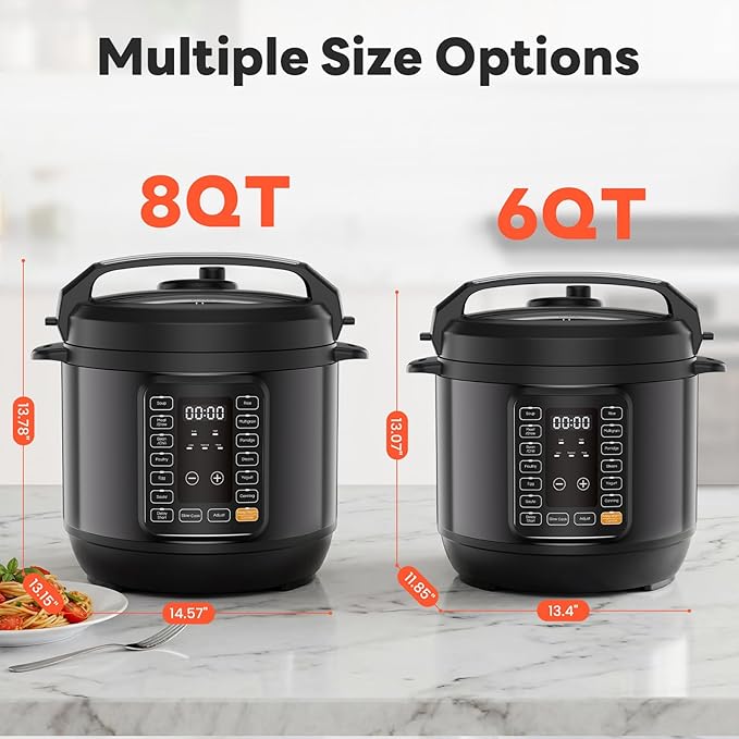 DUMOS 16-in-1 Electric Pressure Cooker, 6QT Programmable Multi Cooker with 12 One-Touch Presets, Soup Steam Yogurt and More, Ceramic Inner Pot Delay Start & Keep Warm, Includes Recipe Guide, Black