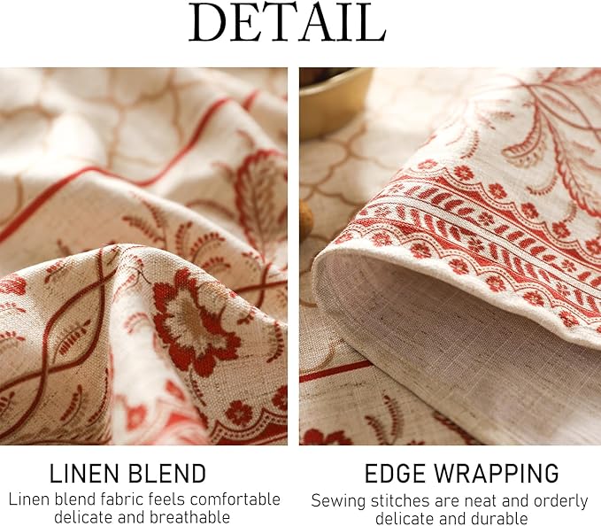 ISAENNE Designer Linen Floral Extra Long Rectangle Tablecloth,Pale Yellow Farmhouse Indoor Table Cloth,Durable Decor Tablecloths for Dining Kitchen Thanksgiving,63"*110"-Chamonix A