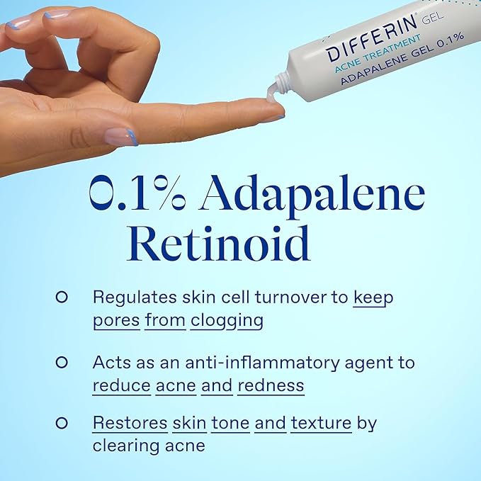 Differin Acne Skin Care Kit, Differin Gel Retinoid Acne Treatment for Face with 0.1% Adapalene & 5% Benzoyl Peroxide Face Wash & Body Wash, Designed for Pimple and Acne Prone Skin