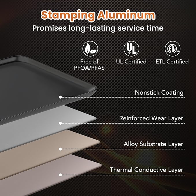 LDAILY Extra Large Nonstick Electric Griddle, Teppanyaki Grill BBQ W/ 4 Adjustable Temperature, Even Heating & Handles, Long Table Top Pancake Griddle Grill for Indoor & Outdoor Party, Camping（27’’）