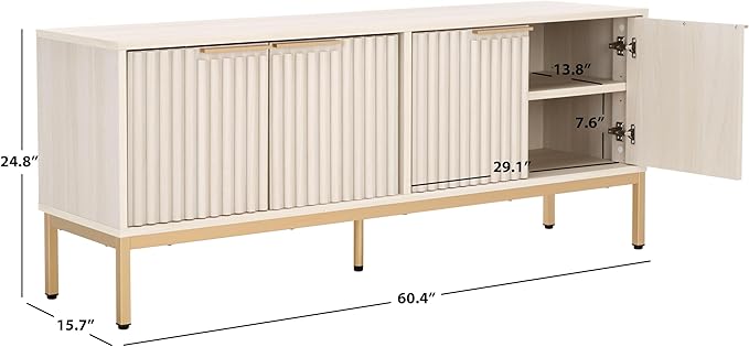 SAFAVIEH Lylia TV Stand for up to 65" Flatscreen – White & Gold, 4 Doors with Interior Storage, Entertainment Media Console Cabinet (MED9623C)
