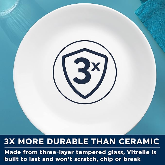 Corelle Dinnerware Set (12pc Set, Winter Frost White)-Dinner Set for 4 | 4 x Dinner Plates, Side Plates & Bowls