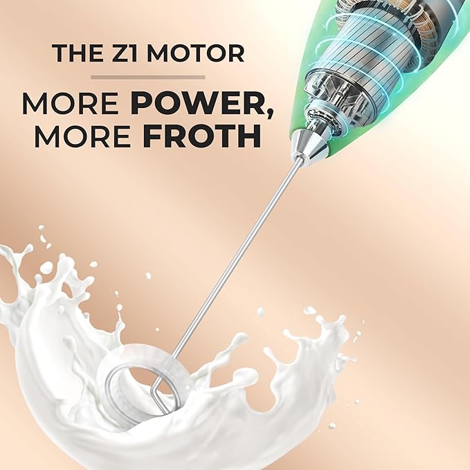 Zulay Kitchen Milk Frother Handheld Electric Whisk with AA Duracell Batteries – Durable Drink Mixer for Coffee, Lattes, Cappuccinos & More - Ocean