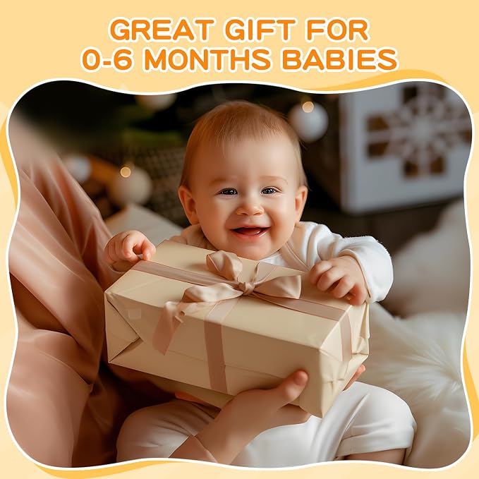 Montessori Toys for Babies 0-6 Months, 6 in 1 Learning Educational Set for Newborn, Toddlers Gifts Includes Spinning Drum, Object Permanence Box, Baby Roller Tummy Time Mirror and More