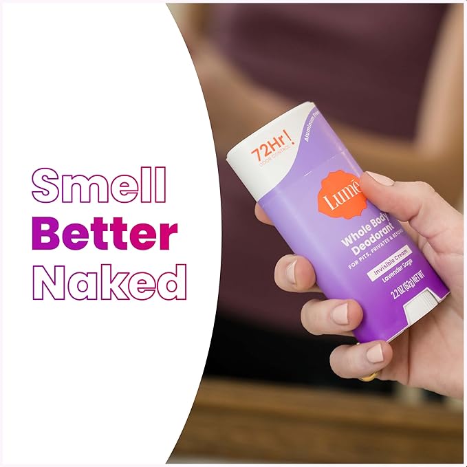 Lume Deodorant Cream Stick - Underarms and Private Parts - Aluminum-Free, Baking Soda-Free, Hypoallergenic, and Safe For Sensitive Skin - 2.2 Ounce (Pack of 2) (Lavender Sage)