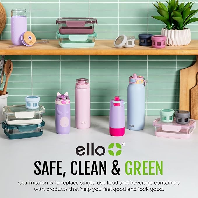 Ello Pop & Fill 32oz Stainless Steel Water Bottle with QuickFill Technology, Double Walled and Vacuum Insulated Metal, Leak Proof Locking Lid, Straw and Chug, Reusable, BPA Free, Black Zebra