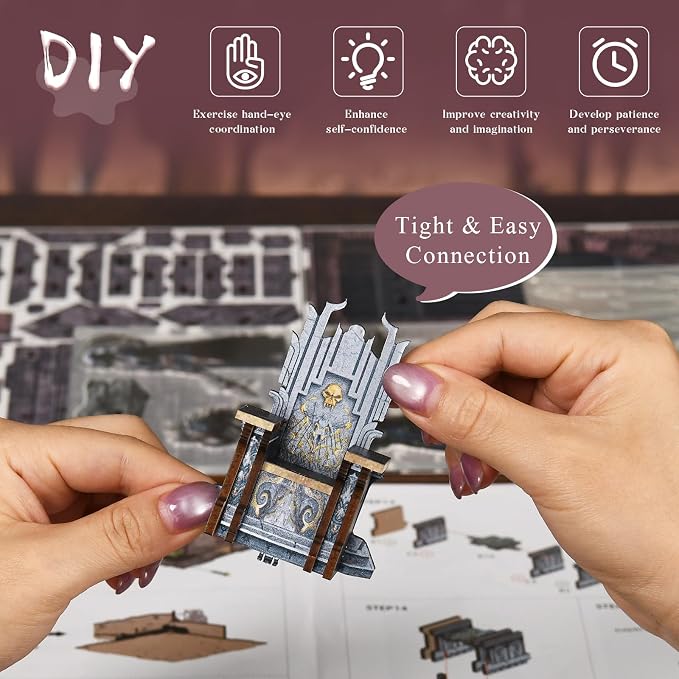 CCCDF Book Nook Kit - DIY Miniature House Dollhouse Kit, Tiny House Booknook Bookshelf for Adults and Teens, Gifts for Family Friends (Throne of Bones)