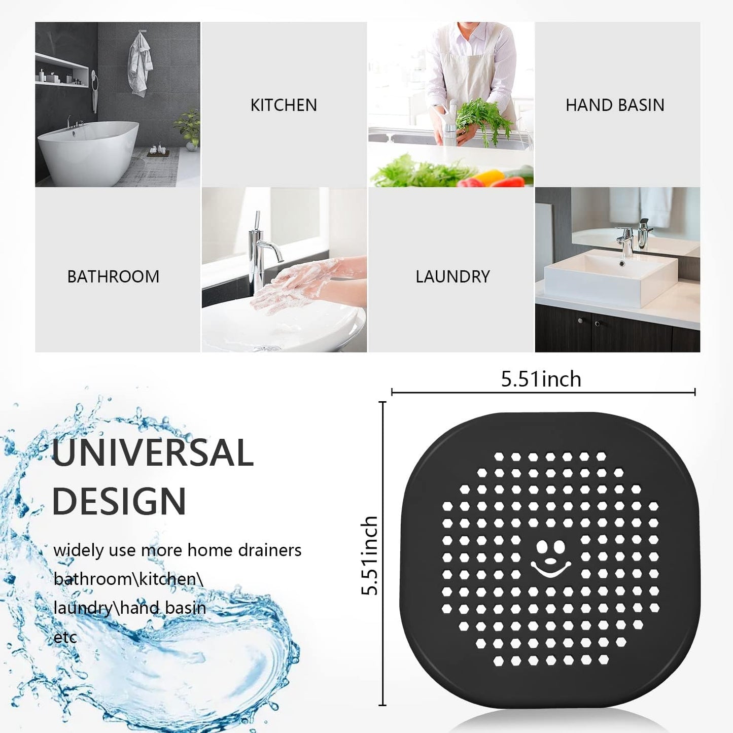 2 Pack Drain Hair Catcher Sturdy Silicone Shower Drain Protector Sink Drain Strainer Hair Stopper for Shower Kitchen Bathroom Tub Orange