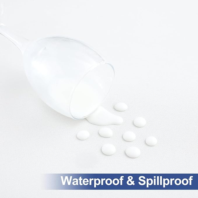 homing Rectangle Table Cloth Cover, Waterproof Polyester Elastic Fitted Tablecloth, Fits for 4 Foot Folding Tables, Washable Table Protector for Picnic, Camping, Outdoor (White, 30" x 48")